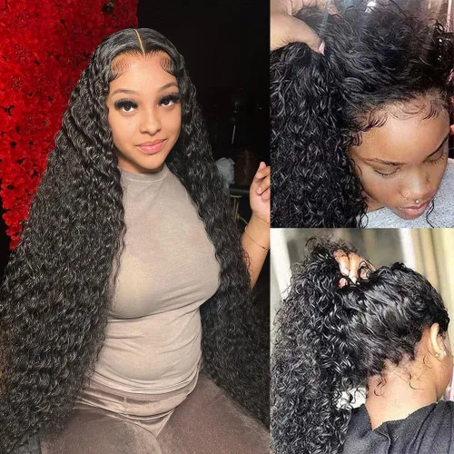 Miniatura 12 de Pelucas de encaje frontal de onda corporal 360 de cabello humano para mujeres, sin pegamento, previamente despuntadas con pelillos, 180 % de Peluca