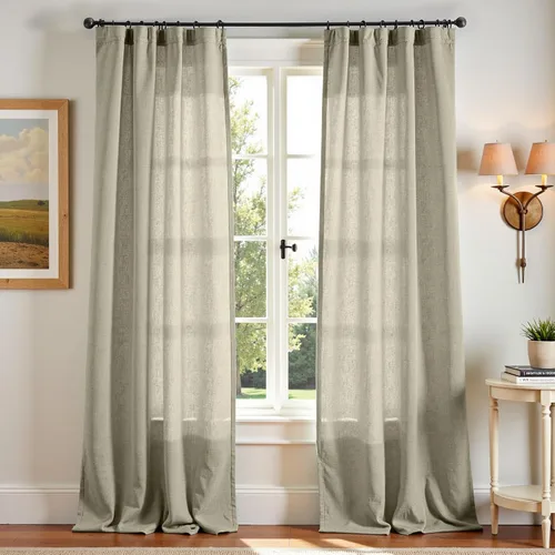 Miniatura 80 de JINCHAN Cortinas de lino de 108 pulgadas de largo, juego de 2 paneles, cortinas de ventana para sala de estar y dormitorio, cortinas