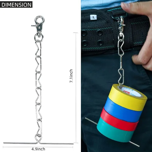 Miniatura 2 de KUNN Soporte de cinta eléctrica, correa de doble uso, cadena de soporte rápido mejorada para cinturón de herramientas con llavero, bucle a presión