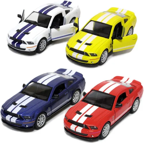 KiNSMART Ford Shelby GT500 2007 con rayas de carreras escala 1:38 5 pulgadas de metal fundido a presión modelo de juguete Muscle Car (4 unidades)