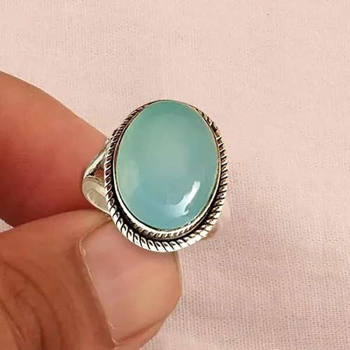 Miniatura 7 de Anillo de cristal con patrón vintage de jade para propuesta de cumpleaños, novia, anillo de fiesta de compromiso (verde menta, 9)