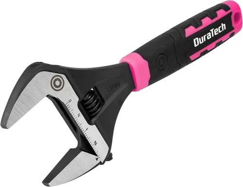 Miniatura 8 de DURATECH Llave ajustable de 8 pulgadas, llave de fontanería de apertura de mandíbula ancha, acero CR-V, SAE y escala métrica marcada, agarre Negro