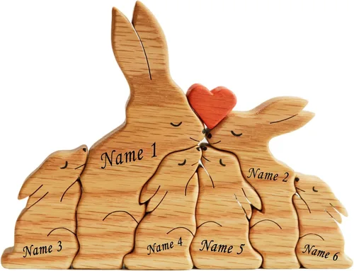 Figura familiar de animales de madera personalizada con 1-8 nombres, bloques de nombres personalizados de animales para abrazar, regalos de recuerdo