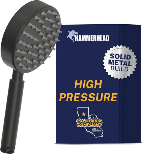 Miniatura 10 de HammerHead Showers® Cabezal de ducha de mano de metal sólido, cromado, cabezales de ducha de alta presión de 2.5 GPM, varita rociadora de 4 Cromo
