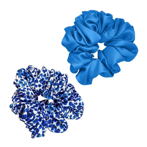 Miniatura 6 de Lilly Pulitzer Juego de 2 coleteros azules, paquete de 2 bandas elásticas de satén, lindas cintas para el cabello para mujeres y niñas, Soleil It On