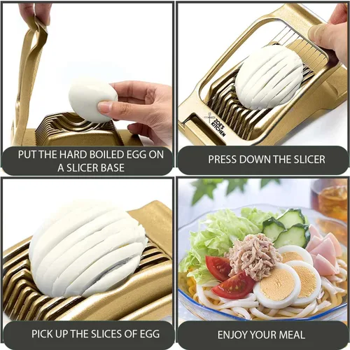 Miniatura 3 de Zoe's Kitchen Good Grip - Cortador de huevos duros para huevos duros, cortador de huevos de aluminio grande profesional de alta resistencia