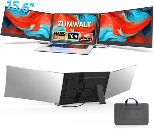 Miniatura 10 de ZUMWALT Extensor de pantalla para laptop de 15.6 pulgadas, extensor de monitor de portátil desmontable FHD de 1080P, monitor dual para Laotop