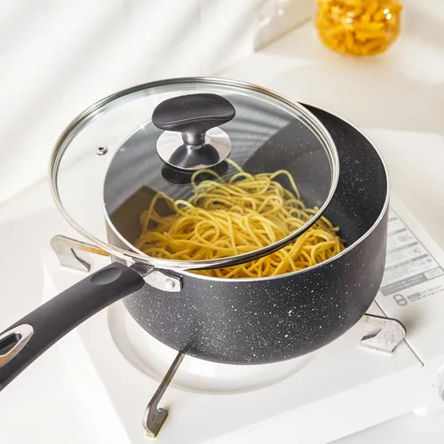 Miniatura 5 de Cacerola antiadherente con tapa, sartén antiadherente de 1 cuarto y 2 cuartos y 3 cuartos con asa de silicona, pequeña olla de leche con tapa