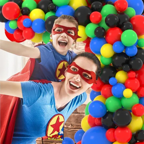 Miniatura 5 de Kit de arco de globos rojo, amarillo, verde, azul, negro, globo rojo, azul, amarillo, negro, globos para niños y niñas, robot, carnaval, circo, Rojo