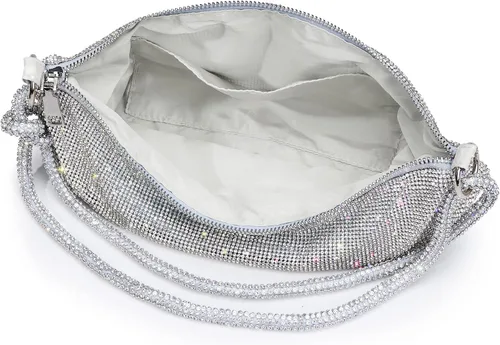Miniatura 8 de WLLWOO WLLWOO Bolsos de mano con diamantes de imitación para mujer, bolsos de noche elegantes, bolsos cruzados brillantes para fiesta, club, boda