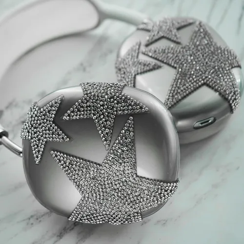 Miniatura 4 de MORWLAT Funda para AirPods Max con Diamantes de Imitación Brillantes Estrellas, Fundas Suaves Bonitas Transparentes y Brillantes para Mujeres