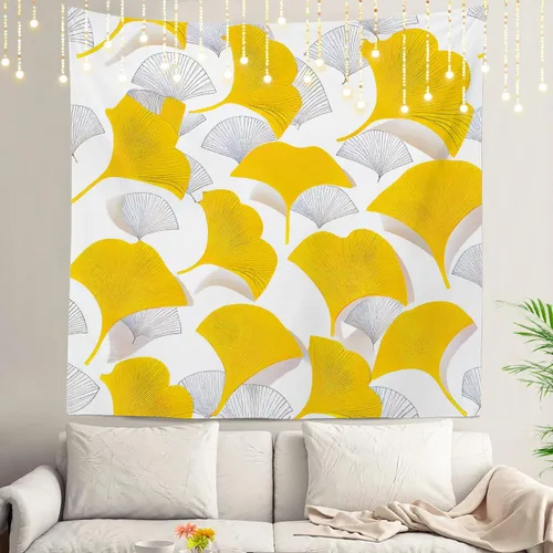Miniatura 76 de Shrahala Tapiz japonés para colgar en la pared, moderno patrón abstracto de hojas, tapiz grande para dormitorio y sala de estar