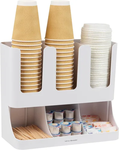 Miniatura 8 de Mind Reader "Flume" Organizador con 6 compartimientos para condimento y tazas, Malla Negra