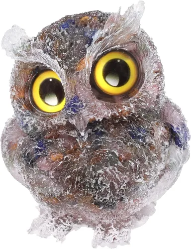 Miniatura 17 de mookaitedecor Estatua de búho de obsidiana negra, escultura de estatua de búho nocturno, adorno de cristal para escritorio, oficina, decoración