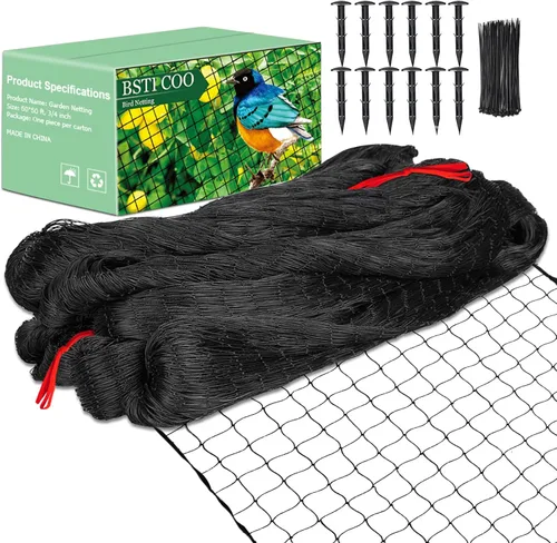 BSTPCOO Red para pájaros de 50 x 50 pulgadas para proteger pollos, malla de nailon de 3/4 pulgadas para techo de gallinero, red de enrejado para