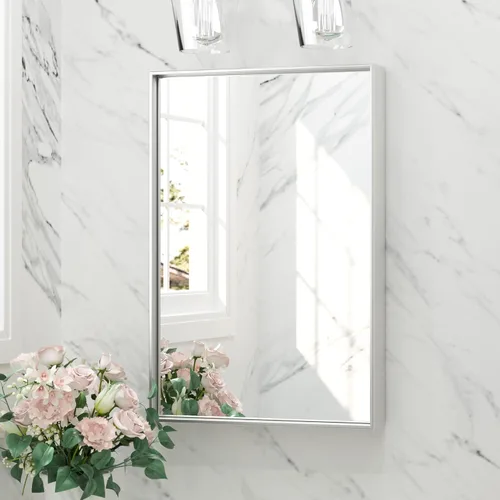 Miniatura 24 de Keonjinn - Espejo rectangular con marco negro para baño de 40 x 30 pulgadas, espejo de pared para sobre el lavabo, espejos de tocador de metal