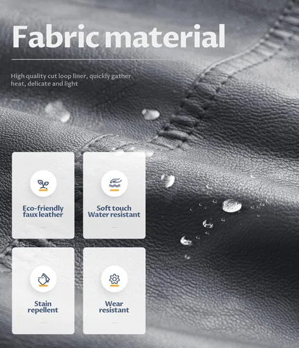 Miniatura 4 de CREATMO US Chaqueta de piel sintética para hombre, impermeable, resistente al viento, PU con capucha extraíble