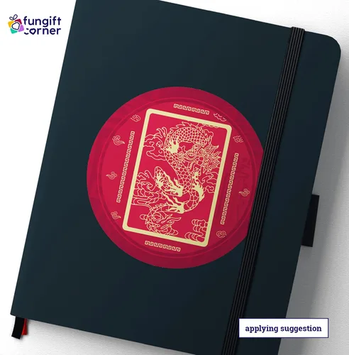 Miniatura 6 de Bandera de prosperidad con amuleto de dragón Feng Shui, símbolo de Feng Shui de victoria y suerte, juego de 5 calcomanías decorativas, 4.3 pulgadas