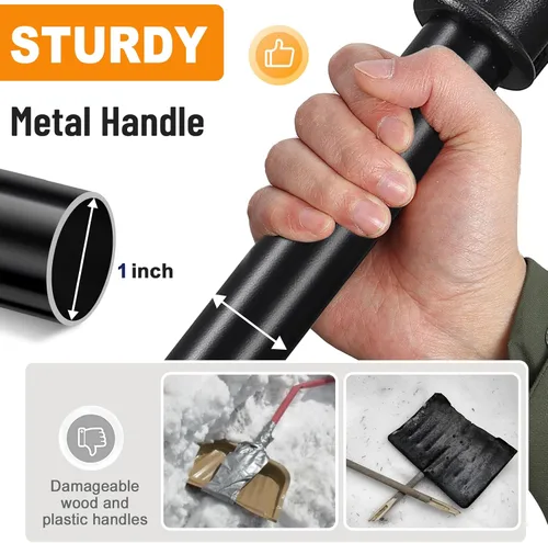 Miniatura 4 de Pala de nieve para niños, pala de nieve para niños pequeños, pala de plástico gruesa con mango de metal y agarre ergonómico en D, pala ligera de 32