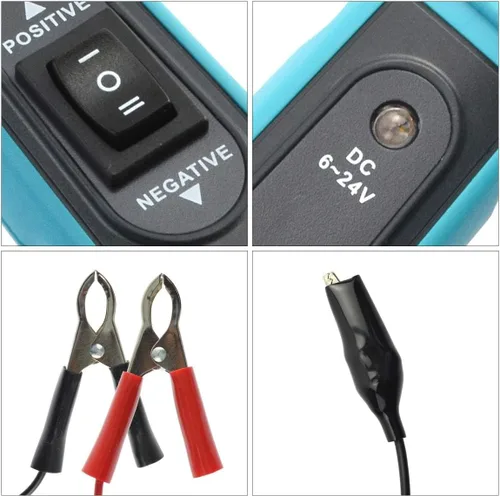 Miniatura 7 de allsun Probador profesional de circuitos automotrices, buscador de cortocircuitos con alarma de zumbador y luz LED, sonda detector de potencia