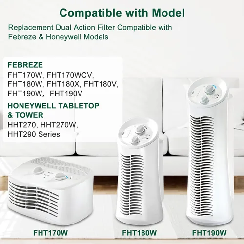 Miniatura 2 de Paquete de 4 filtros Febreze de repuesto para FRF102B – Compatible con filtro Honeywell U HRF201B – Compatible con Honeywell mesa y torre HHT270