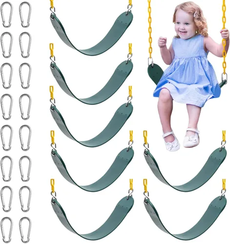 Miniatura 20 de Sunnyglade Juego de 2 columpios resistentes con cadena de 66 pulgadas, accesorios de repuesto con ganchos a presión, soporta 250 libras (2, verde)