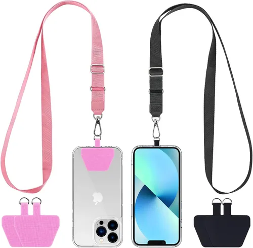 Miniatura 18 de CACOE Cordón para Teléfono 2 Piezas Correa Ajustable para el Cuello, 4 Piezas Parches, Cordones para Teléfono de Poliéster Multifuncionales