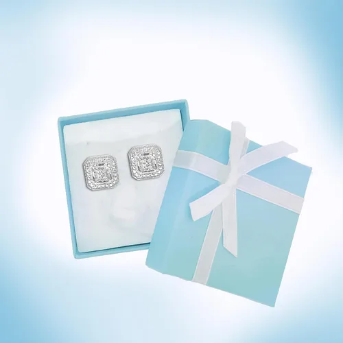 Miniatura 6 de Aretes de perno con solitario con apariencia de diamante blanco hechos de plata esterlina
