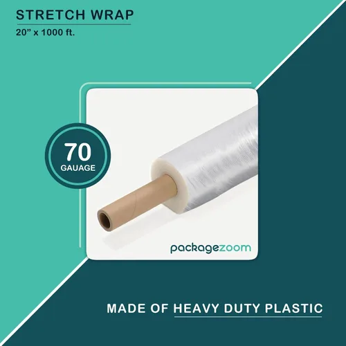 Miniatura 3 de Envoltura elástica de PackageZoom de 20 pulgadas x 1000 pies con asa, película elástica transparente, 4 rollos