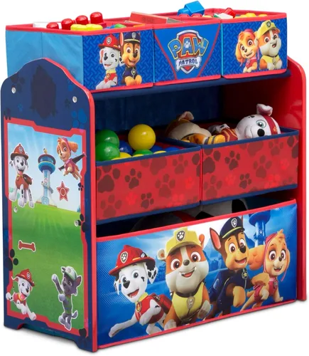 Delta Children Design & Store - Organizador de almacenamiento de juguetes de 6 compartimentos, Nick Jr. PAW Patrol Cachorros de rescate de la Patrul