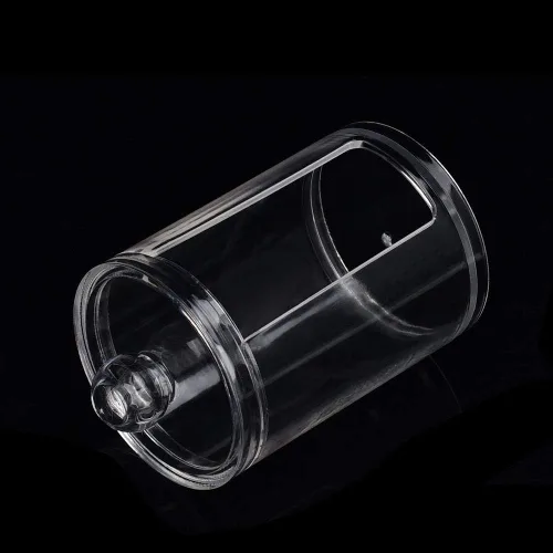 Miniatura 6 de Brrnoo Caja organizadora de almohadilla de algodón, soporte redondo de acrílico transparente para almohadillas de algodón y soplo de maquillaje