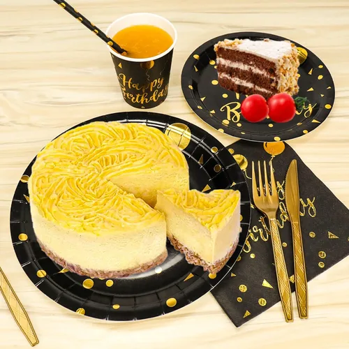 Miniatura 3 de Juego de vajilla desechable para fiestas y vajilla desechable para fiesta de cumpleaños con platos de papel, servilletas, vasos, tenedores