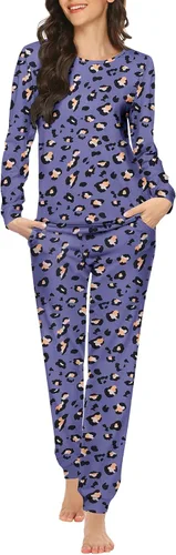 Miniatura 162 de Ekouaer Conjunto de pijama de manga larga para mujer, ropa de dormir suave con cuello redondo y bolsillos