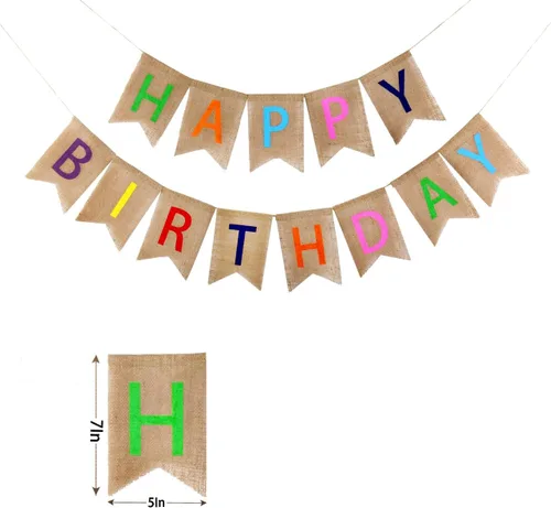 Miniatura 8 de Cartel de arpillera de feliz cumpleaños para hombres y mujeres, letrero de cumpleaños, decoración de fiesta, letra negra