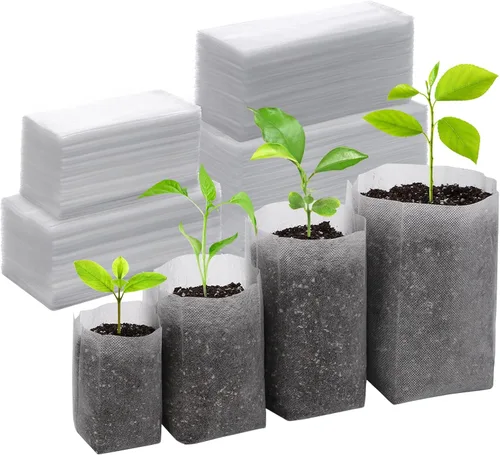 Miniatura 13 de GREANER 200 bolsas de vivero de plantas, 3.5 x 4.7 pulgadas, bolsas de cultivo de plantas de tela biodegradable no tejida, macetas de plantas