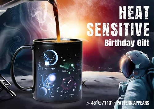 Miniatura 4 de Regalos de Astronomía Taza de Café con Tapa, 12 Regalos del Espacio de Constelaciones para Hombres y Mujeres, Taza de Cerámica con Tema de Planeta