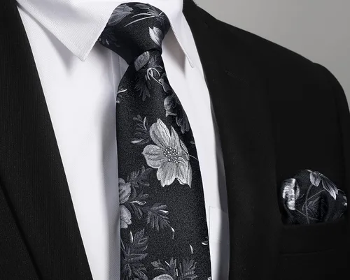 Miniatura 256 de Corbatas florales tejidas clásicas para hombre, corbata cuadrada de bolsillo, corbatas formales para hombres, boda con pañuelo