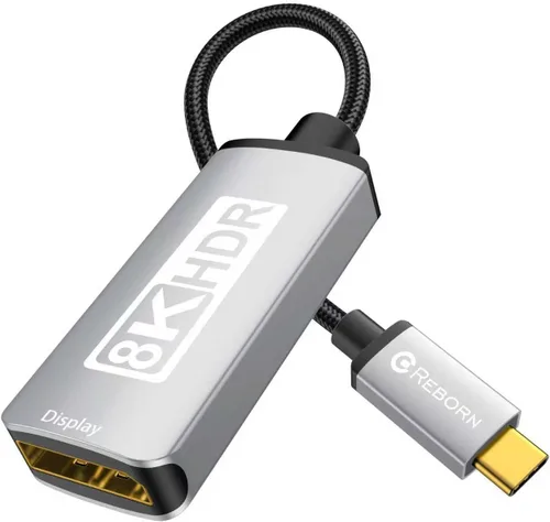 Adaptador unidireccional USB C a DisplayPort 1.4 de 32.4 Gbps, 4K a 240 Hz, 8K a 60 Hz y soporte HDR, Thunderbolt 3/4 a puerto de pantalla