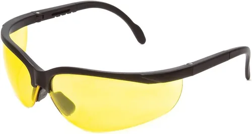 Calabria ANSI Z87+S - Gafas de seguridad tintadas amarillas para hombres y mujeres, envolventes, antivaho, resistentes a los arañazos, protección