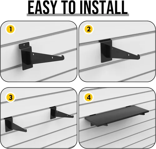 Miniatura 4 de Paquete de 3 estantes de madera con listones de pared de 15.7 x 6 pulgadas, estantes de pared con soportes de metal, accesorios organizadores