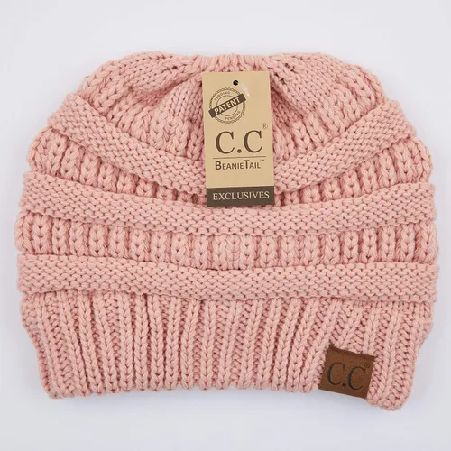 Miniatura 2 de C.C Exclusives - Gorro de invierno para mujer con agujero para coleta o moño, gorro beanie para mujer (MB-20A)