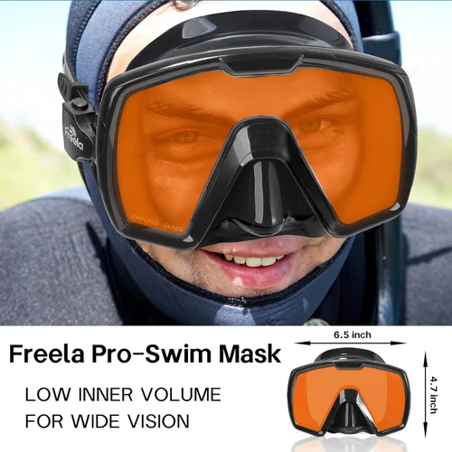Miniatura 3 de Freela Gafas de natación para adultos con cubierta para la nariz, vidrio templado, antivaho impermeable, 180°, visión amplia transparente