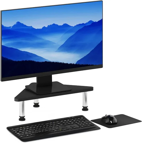 Furinno Turn-N-Tube - Soporte elevador para monitor de esquina con tubos de acero inoxidable, Americano