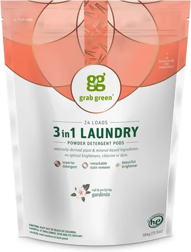 Miniatura 18 de Grab Green Cápsulas de detergente 3 en 1, 24 unidades, sin fragancia, a base de plantas y minerales, poder de limpieza superior, removedor