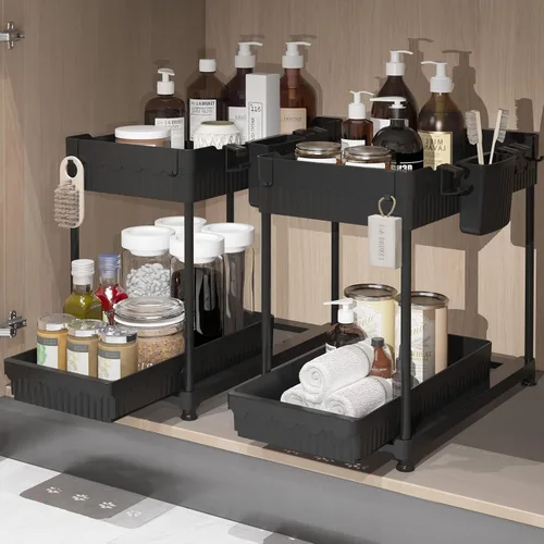 Miniatura 12 de Sevenblue Paquete de 3 Organizadores Multiusos para Debajo del Fregadero y Almacenamiento, Organizador de Gabinete Extraíble en Forma de L 2025