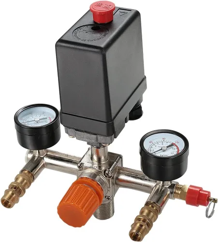 Miniatura 10 de Secbolt Válvula de control de presión de aire con manómetro regulador múltiple Compresor de aire con presostato y válvula de control de presión