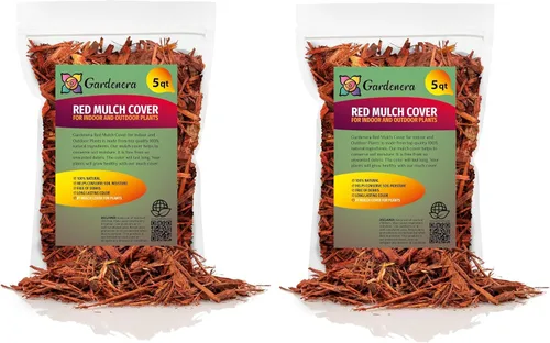 Gardenera Red Mulch - Mejora la salud y el atractivo estético de tu jardín - 10 cuartos de galón