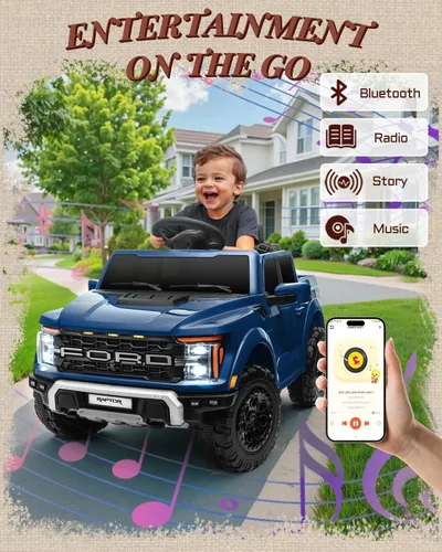 Miniatura 5 de First Ride On Auto Eléctrico de 12V para Niños, Ford F-150 Raptor con Licencia Juguetes de Paseo para Niños Pequeños con Control Remoto, Camión