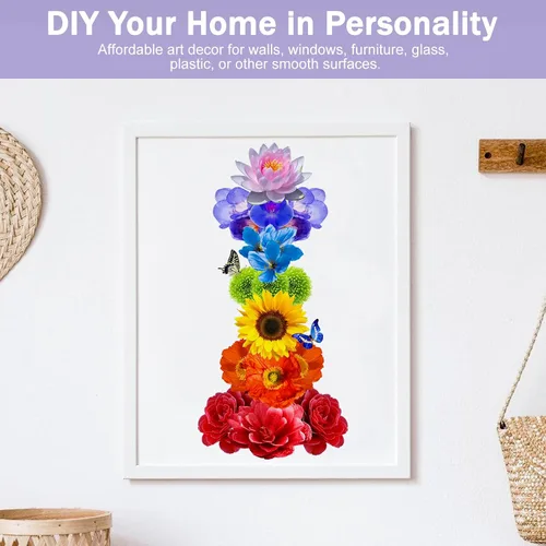 Miniatura 6 de Calcomanías de pared de flores coloridas, margarita, rosa, loto, girasol, floral, calcomanías de pared para despegar y pegar, calcomanías extraíbles