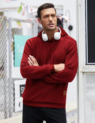 Miniatura 2 de COOFANDY - Sudadera con capucha para hombre, casual, de manga larga, con cordón ajustable y punto gofre